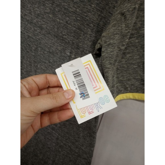 NWT LuLaRoe Dress SZ Medium Julia Style Sheath Casual Stretch Gray Yellow Trim - Picture 4 of 16
